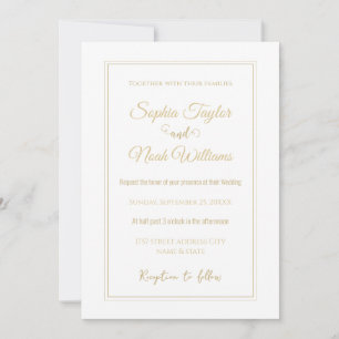 Modern White and Gold Minimal  Invitation