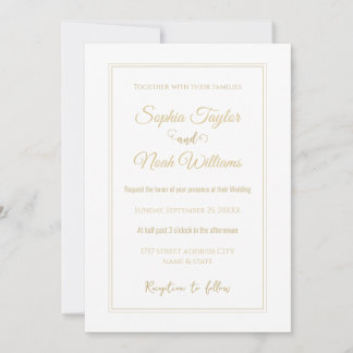 Modern White and Gold Minimal Invitation
