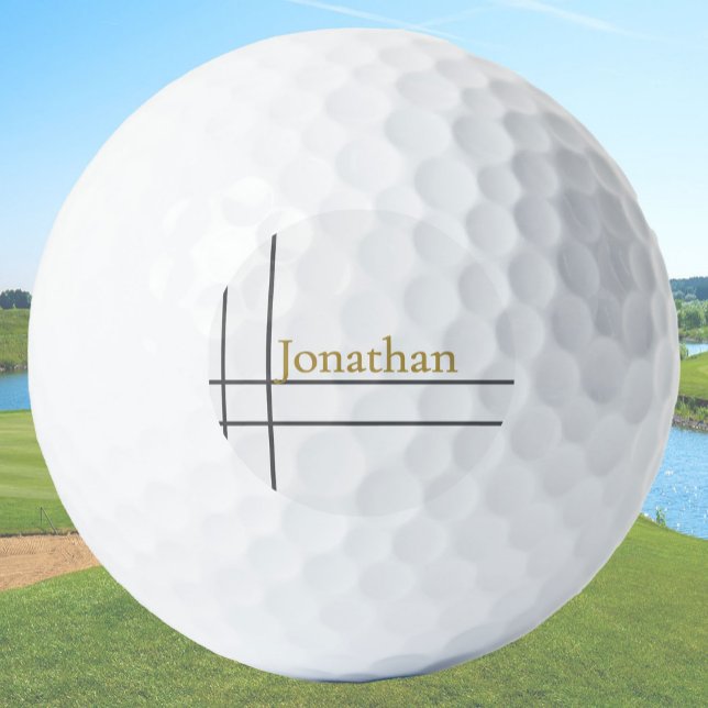 Modern white and gold minimalist custom name  golf balls (Creator Uploaded)