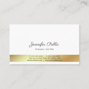 Modern White and Gold Professional Elegant Plain Business Card