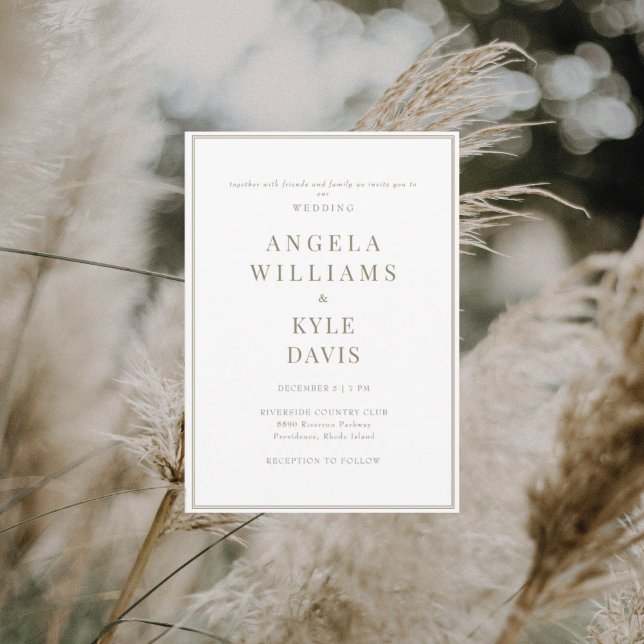 Modern White and Gold Text No Parents Wedding  Invitation (Creator Uploaded)