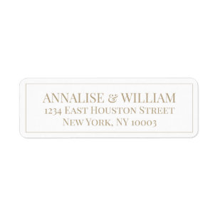 Modern White and Gold Wedding Return Address