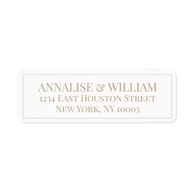 Modern White and Gold Wedding Return Address (Front)