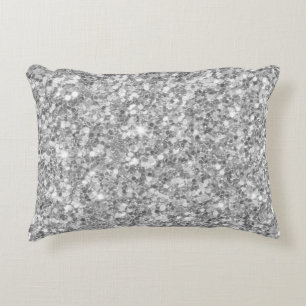 Modern White And Grey Glitter Decorative Cushion