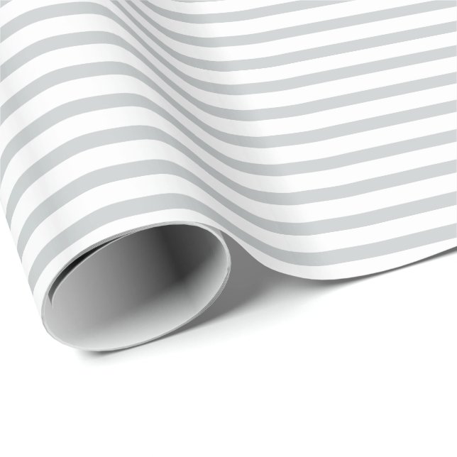 Modern White And Grey Stripes Pattern Wrapping Paper (Roll Corner)