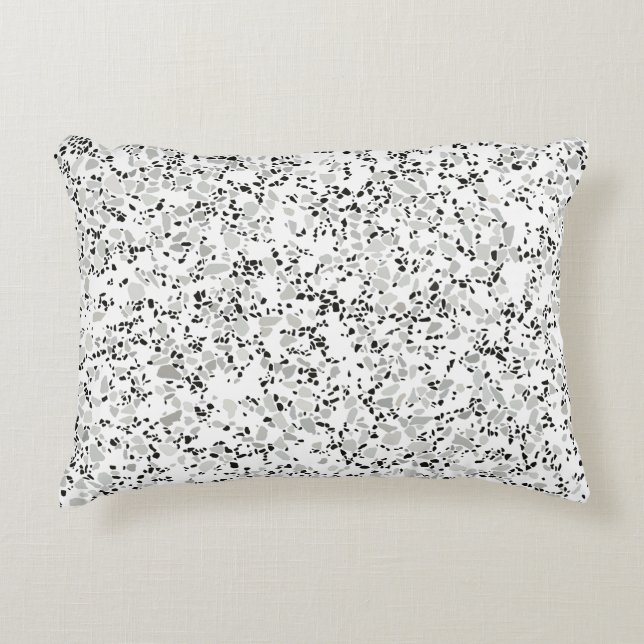 Modern White and Grey Terrazzo Pattern Decorative Cushion (Front)