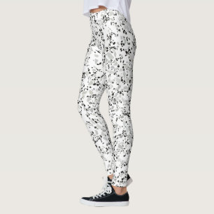 Modern White and Grey Terrazzo Pattern Leggings