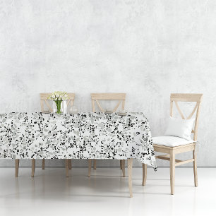 Modern White and Grey Terrazzo Pattern Tablecloth