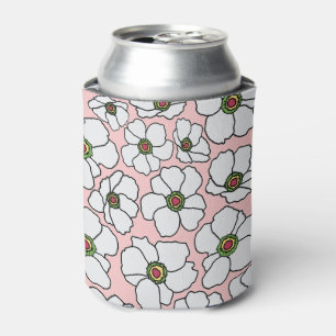 Modern White And Pink Flowers Can Cooler