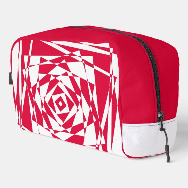 Modern White and Red Abstract Optical Illusion  Dopp Kit (Right Corner)