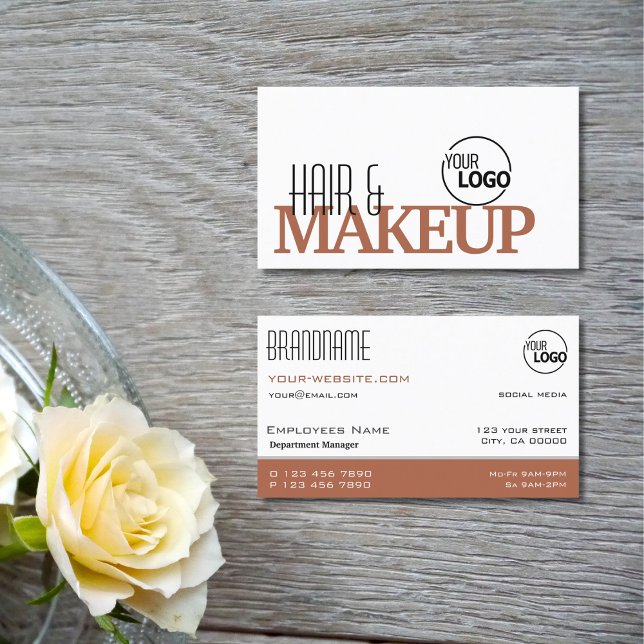 Modern White and Reddish Brown Simple Stylish Logo Business Card (Creator Uploaded)