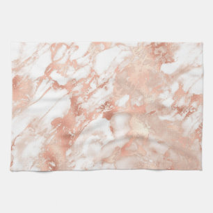 Modern White and Rose Gold Marble Pattern Tea Towel