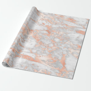 Modern White and Rose Gold Marble Pattern Wrapping Paper