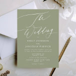 Modern White and Sage Green Simple Wedding Invitation<br><div class="desc">Simple White and Sage Green Modern Wedding Invitation for a modern wedding formal or informal. With white impressive modern calligraphy.</div>