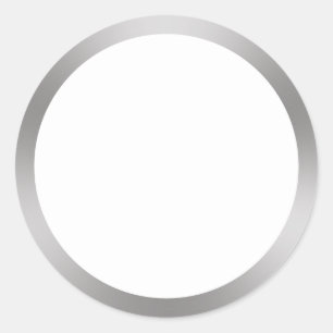 Modern White and Silver Look Border Classic Round Sticker