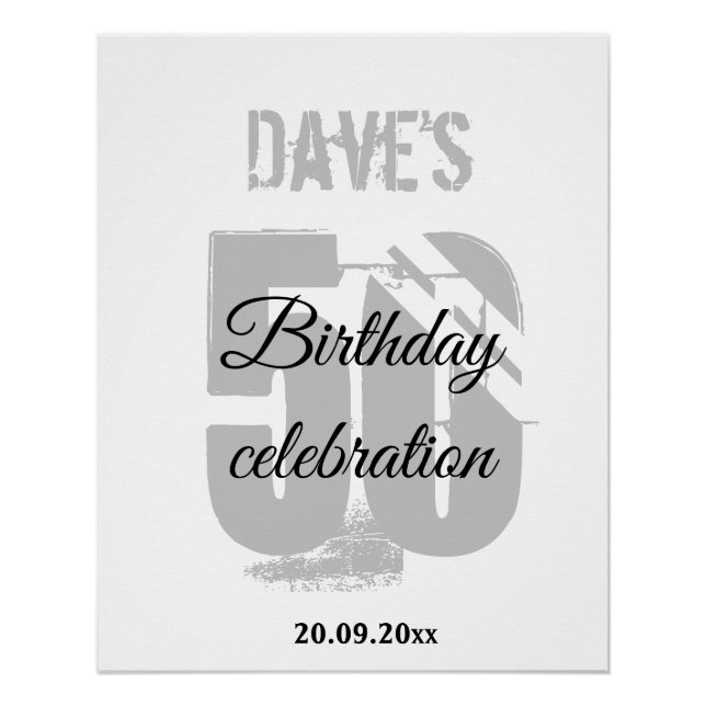 Modern White Any Age 50th Birthday Welcome  Poster (Front)