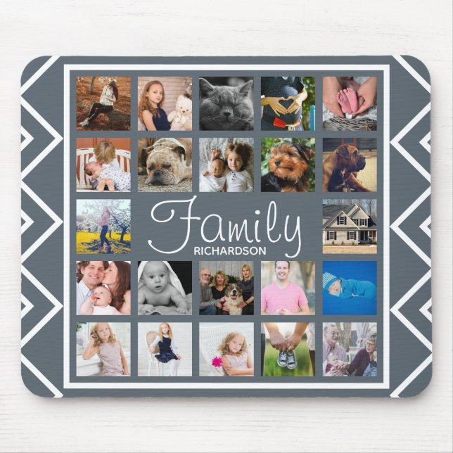 Modern White Arrows Family Photo Collage Mouse Mat (Front)