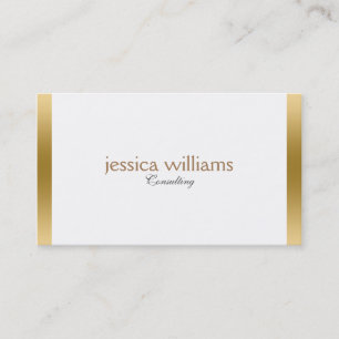 Modern White Background Gold Border Business Card
