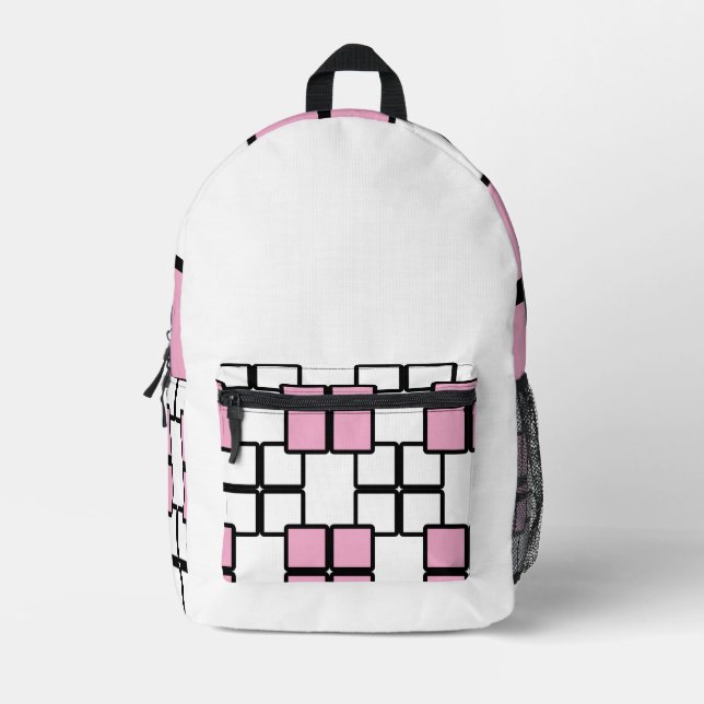 Modern White Backpack with Light Pink & Black  (Front)