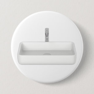 Modern white bathroom sink with faucet 7.5 cm round badge