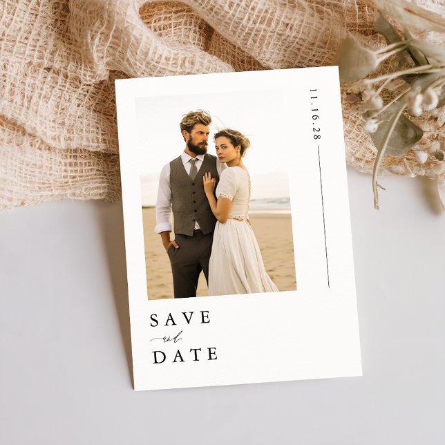 Modern White Beach Destination Photo Wedding Save The Date (Creator Uploaded)