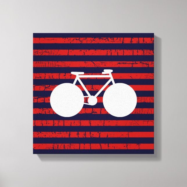 modern white bicycle & red stripes canvas print (Front)