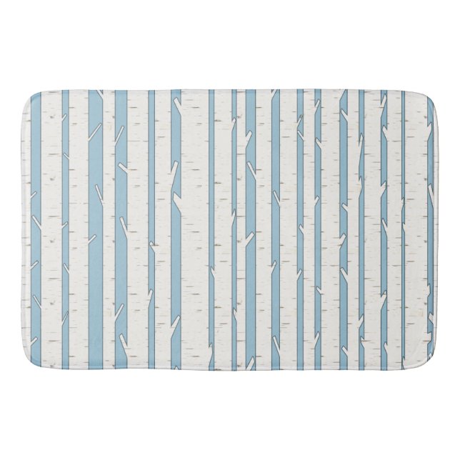 Modern White Birch Tree Forest Bath Mat (Front)