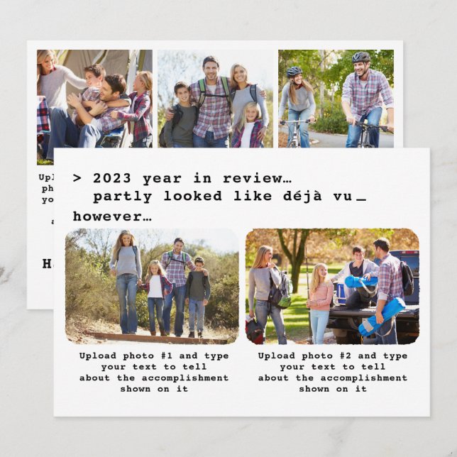 Modern White Black 2023 Year in Review Photo Holiday Card (Front/Back)