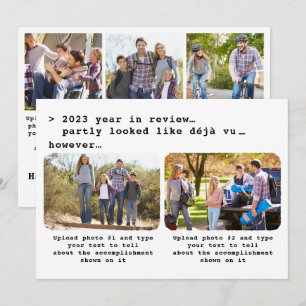 Modern White Black 2023 Year in Review Photo Holiday Card