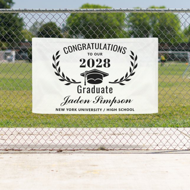 Modern White Black 2024 Graduation Graduate Banner (Insitu)