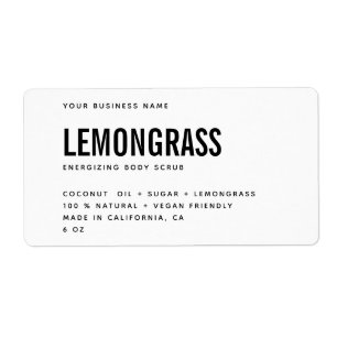 Modern white black body scrub product label