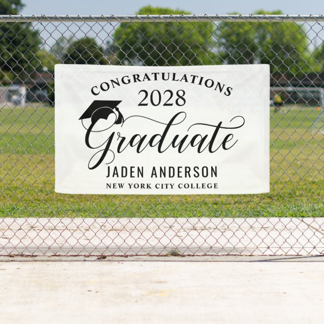 Modern White Black Class 2024 Graduation Graduate Banner (Insitu)