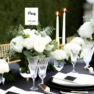 Modern White Black Custom Wedding Table Name Number