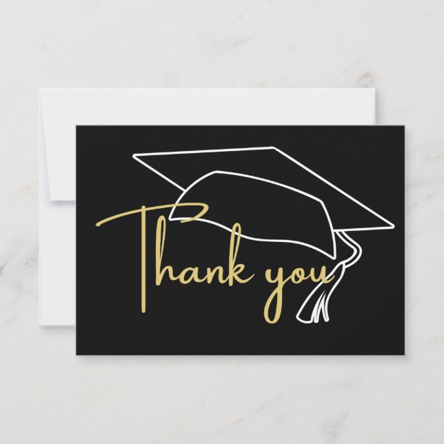 Modern White Black Gold  graduation  Thank You Car Card (Front)