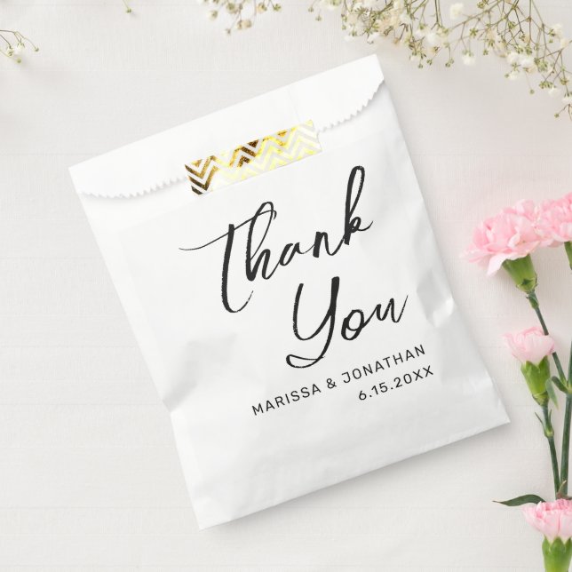 Modern White Black Hand Lettered Wedding Favour Bags (Sealed)