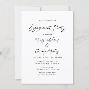 Modern White Black Hand Lettered Wedding Invitation