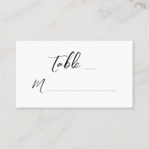 Modern White Black Hand Lettered Wedding Place Card