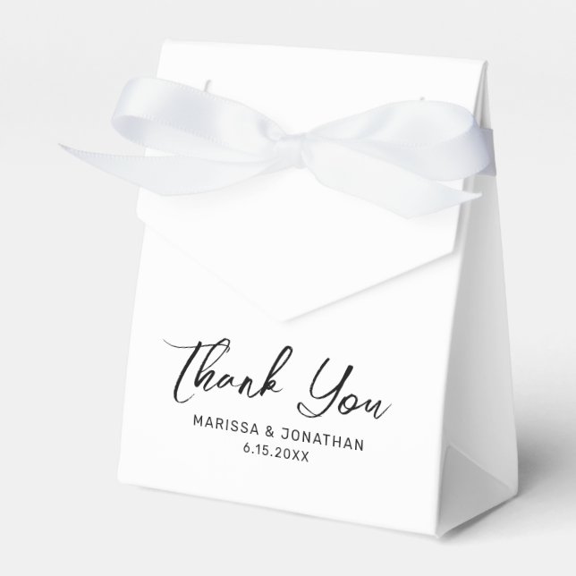 Modern White Black Hand Lettered Wedding Thank You Favour Box (Front Side)