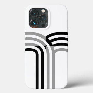 Modern White Black Monotone Initial Pattern iPhone 13 Pro Case
