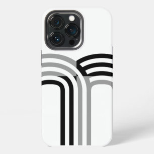 Modern White Black Monotone Initial Pattern iPhone 13 Pro Case