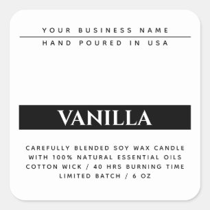 Modern white black packaging candle product label