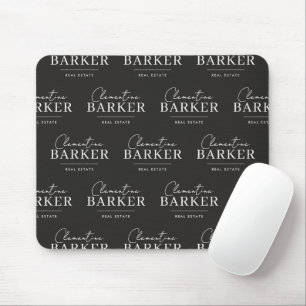 Modern White & Black Realtor Branded Custom Logo Mouse Mat
