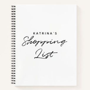 Modern White Black Simple Shopping List Notebook