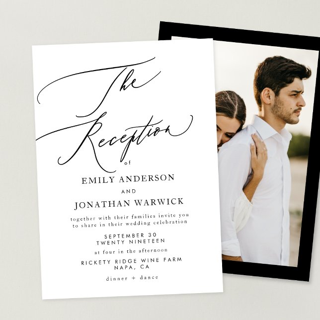 Modern White Black Simple Wedding Reception Photo Invitation (Creator Uploaded)