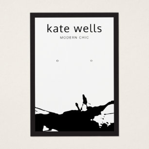 Modern White Black Splatter Earring Display Card