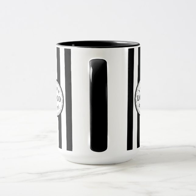 Modern White Black Stripe Custom Image Mug (Handle)