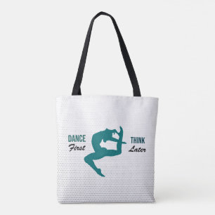 Modern White, Black & Teal Dance Quote Tote Bag