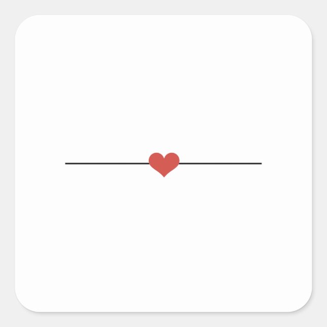 Modern white blank heart square sticker (Front)