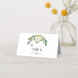 Modern White Blooming Floral Table Number Place Card