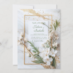 Modern White Blossom Wedding Invitation
